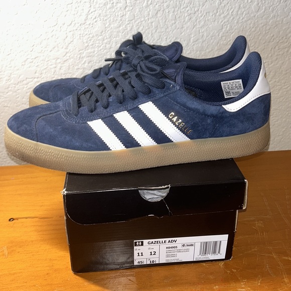 Adidas Gazelle ADV Skate shoes navy suede gum sole, H04905, men’s US 11 - Picture 3 of 7
